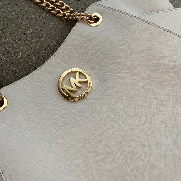 Michael Kors White Leather Top Zip Tote Bag - Picture 4 of 4